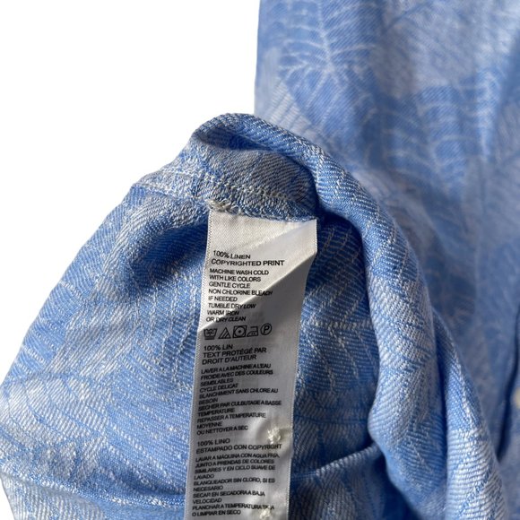 Tommy Bahama Linen Button Up Shirt Mens XL Blue White Floral Lightweight Casual - Picture 8 of 11